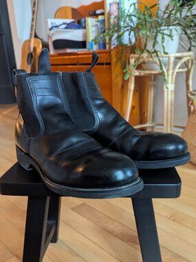 Vintage authentic US Navy Issue Steel Toe Chelsea-Style Black Leather Work Boot